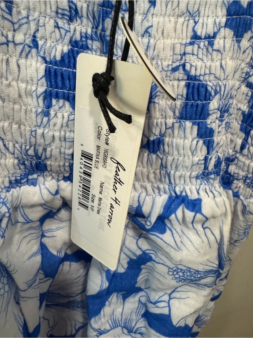 Blue & White Floral Smocked Sundress for Girls